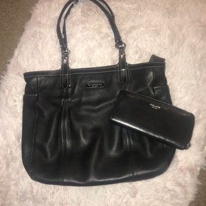 Classic black leather Coach bag